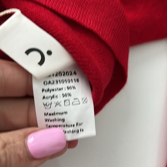 NWT REVOLVE & MINIMALIST lovers COMMENSE draped off shoulder red sweater… - Picture 6 of 8